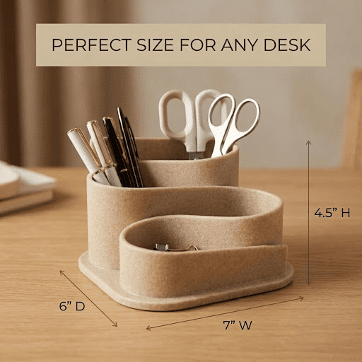 Neutral Beige Wavy Desk Organizer